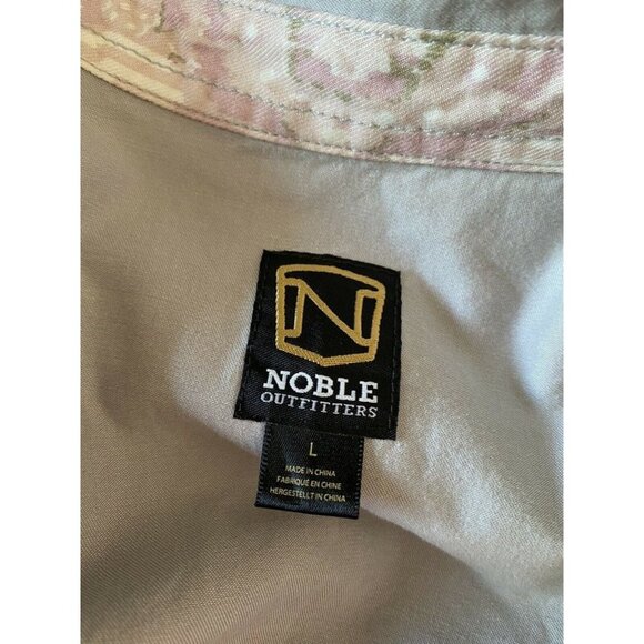 Noble Outfitters Large Western Snap Button Up Rodeo Shirt Equestrian Raw Hem - Picture 7 of 9